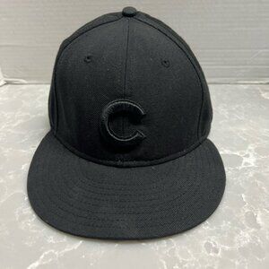 Chicago Cubs New Era all black Hat SZ 7 1/2